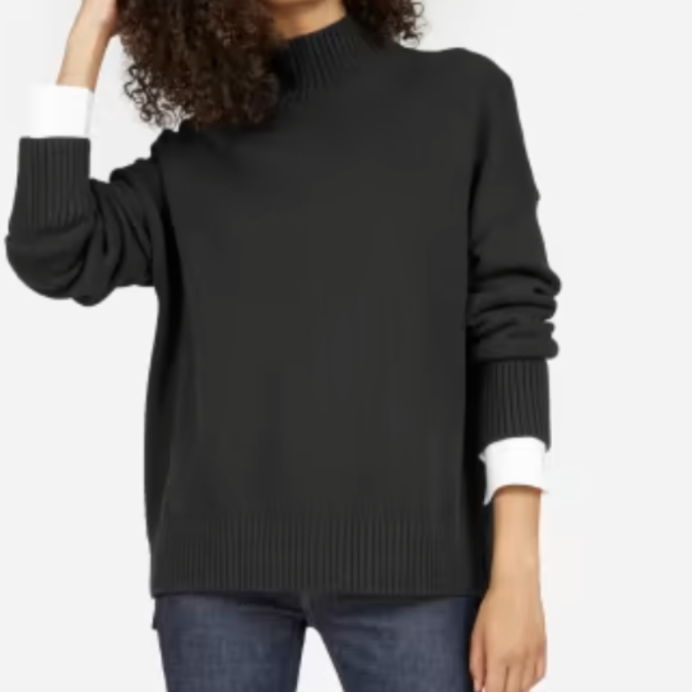 Everlane Cotton Sweater, faded black, medium